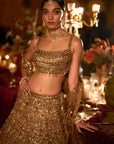 Antique Gold Scalloped Lehenga Set
