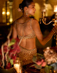 Multi-Coloured Stone & Pearl Lehenga Set