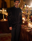 Black Velvet Bandhgala Set