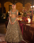 Antique Gold Jeweled Lehenga Set