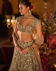 Antique Gold Jeweled Lehenga Set