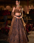 Navy Blue Paisely Lehenga Set