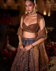 Navy Blue Paisely Lehenga Set