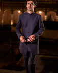 Navy Blue Abstract Sherwani Set