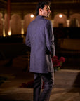 Navy Blue Abstract Sherwani Set