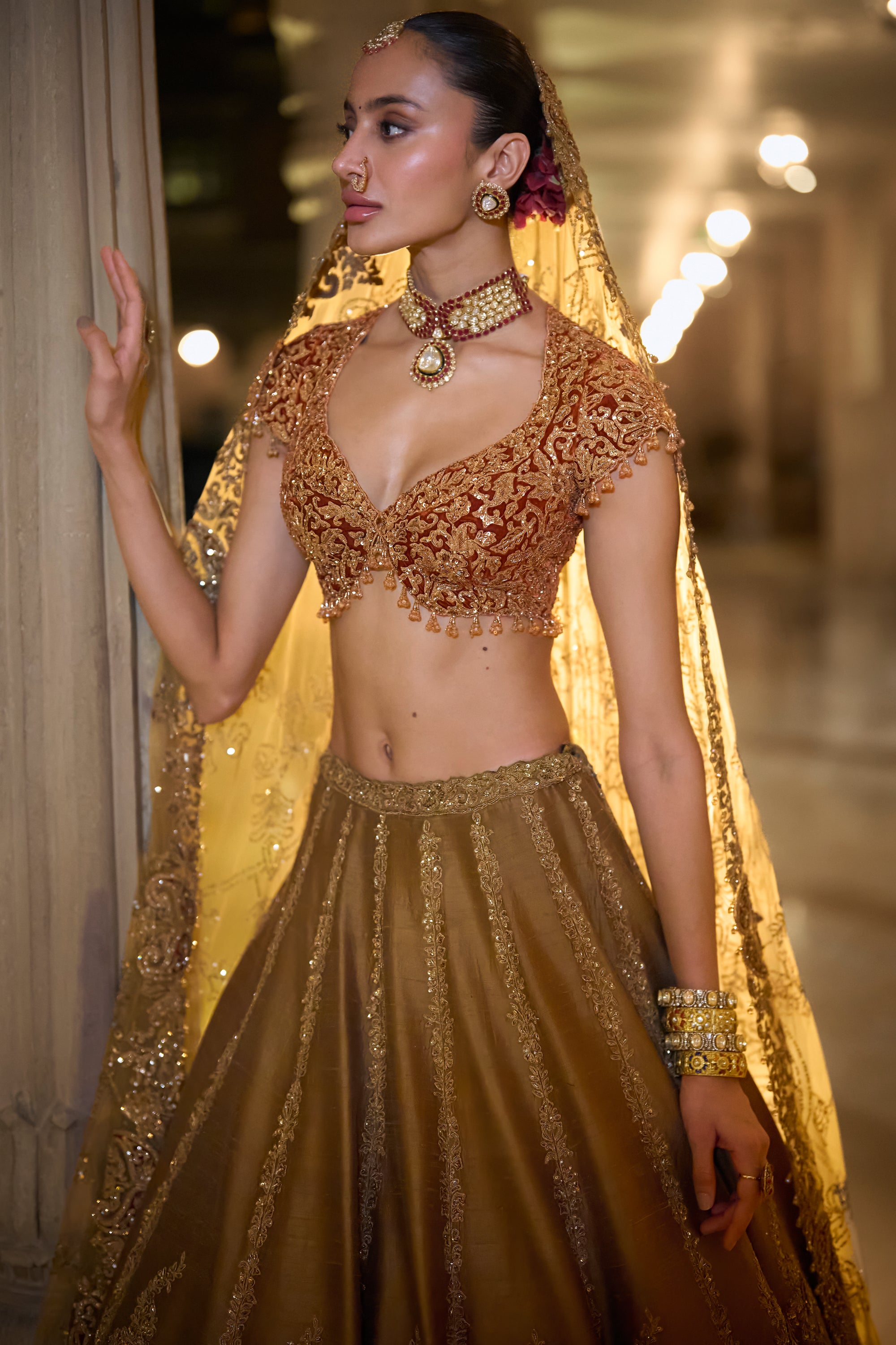 Gold Paisely Lehenga Set