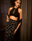Black Crystal Skirt Set