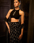 Black Crystal Skirt Set