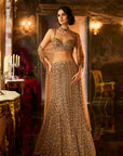 Antique Gold Crystal Fit & Flare Skirt Set