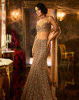 Antique Gold Crystal Fit & Flare Skirt Set