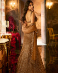 Antique Gold Sequin Fit & Flare Skirt Set