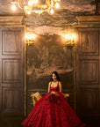 Red Sequin & Crystal Lehenga Set