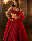 Red Sequin & Crystal Lehenga Set