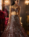 Copper Brown Mirror Work Lehenga Set