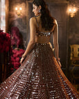 Copper Brown Mirror Work Lehenga Set