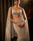 Silver Fit & Flare Trail Skirt Set