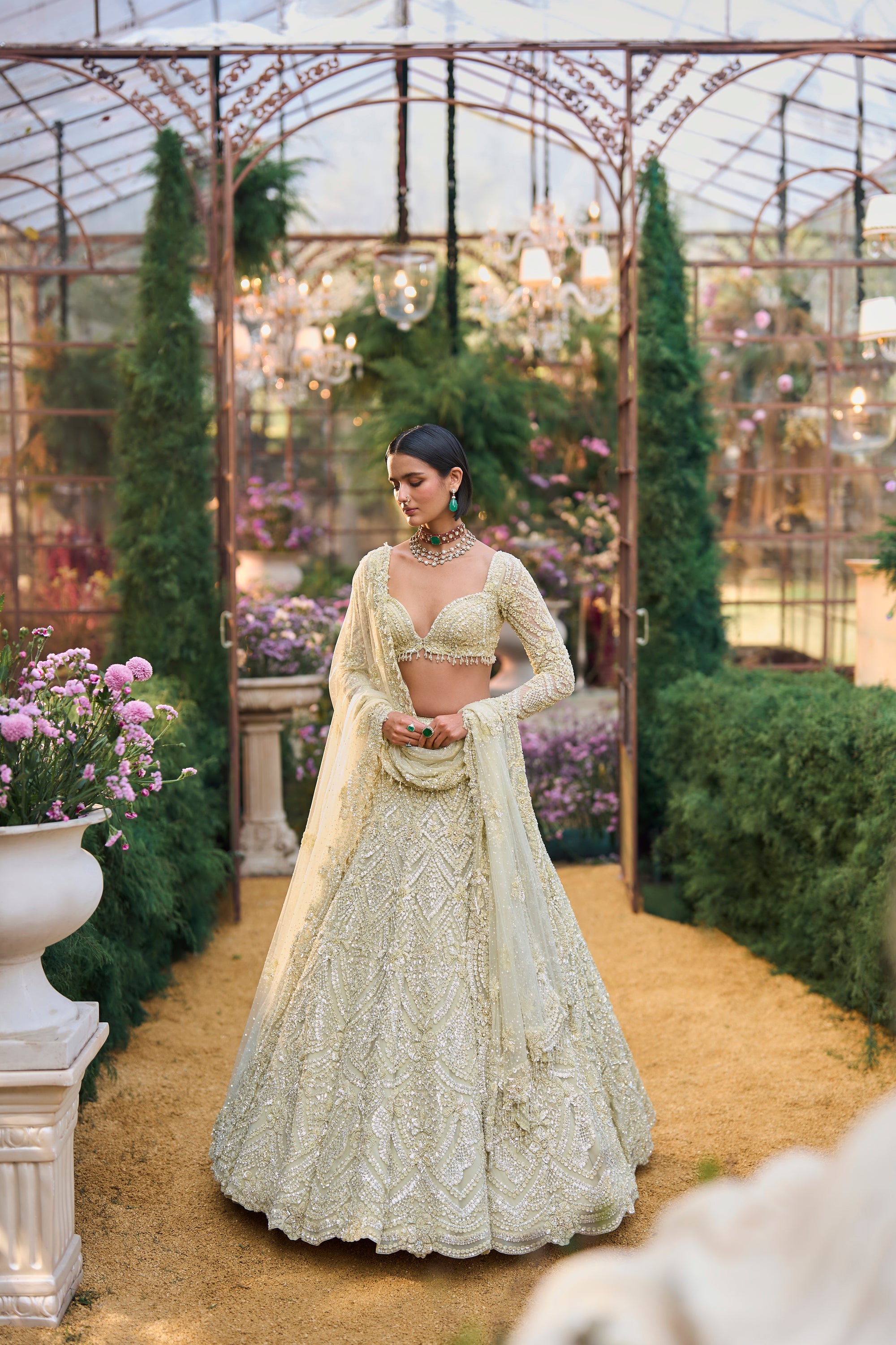 Seema Gujral - Sage Green Sequin Lehenga Set - Eden by Seema Gujral - Sunny's Bridal Seema Gujral - Sage Green Sequin Lehenga Set - Eden by Seema Gujral - Sunny's Bridal