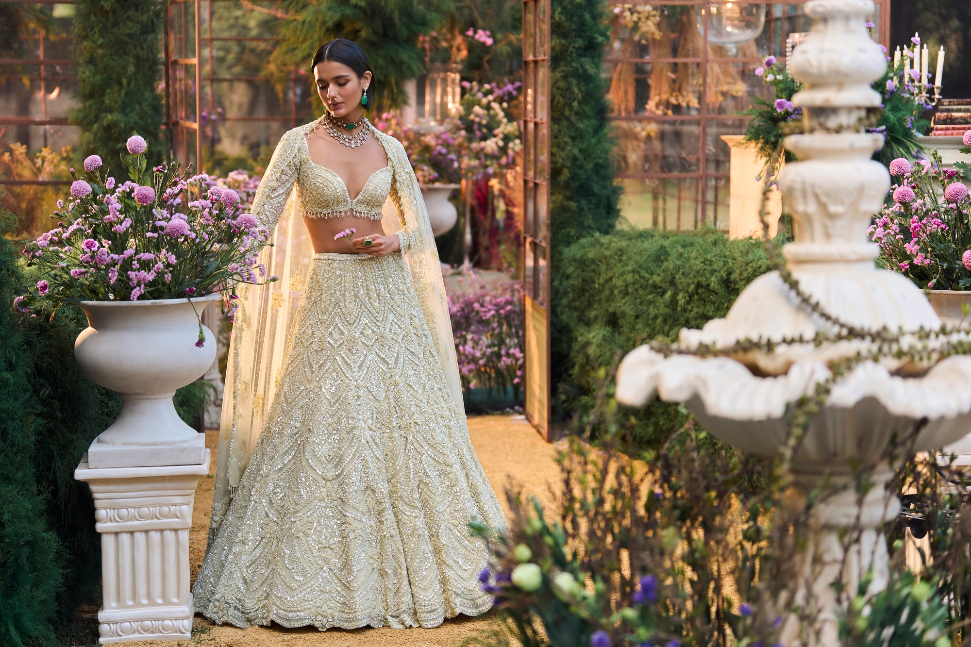 Sage Green Sequin Lehenga Set