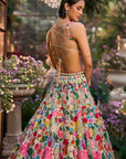 Multi-Coloured Floral Lehenga Set