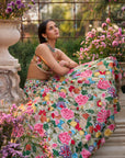 Multi-Coloured Floral Lehenga Set