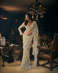Sage Green Three-Dimensional Saree