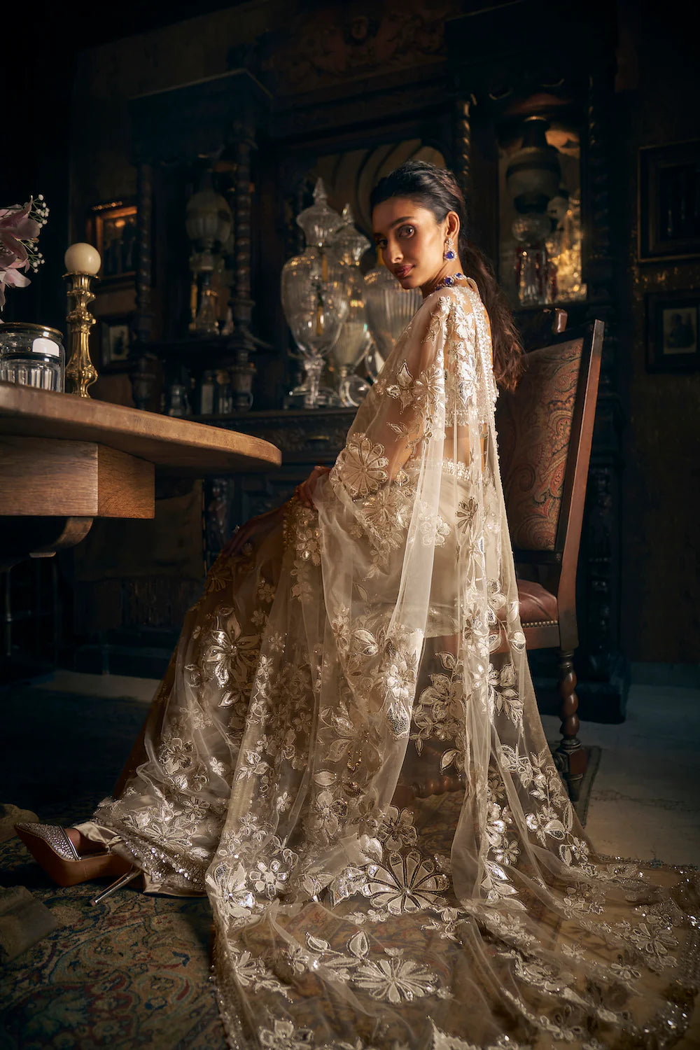 Nude Applique Saree 1
