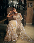 Nude Silver Applique Saree 1