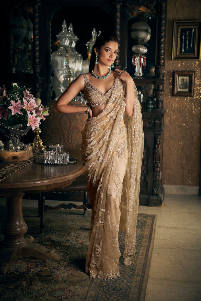 Slate Sequin Saree 1
