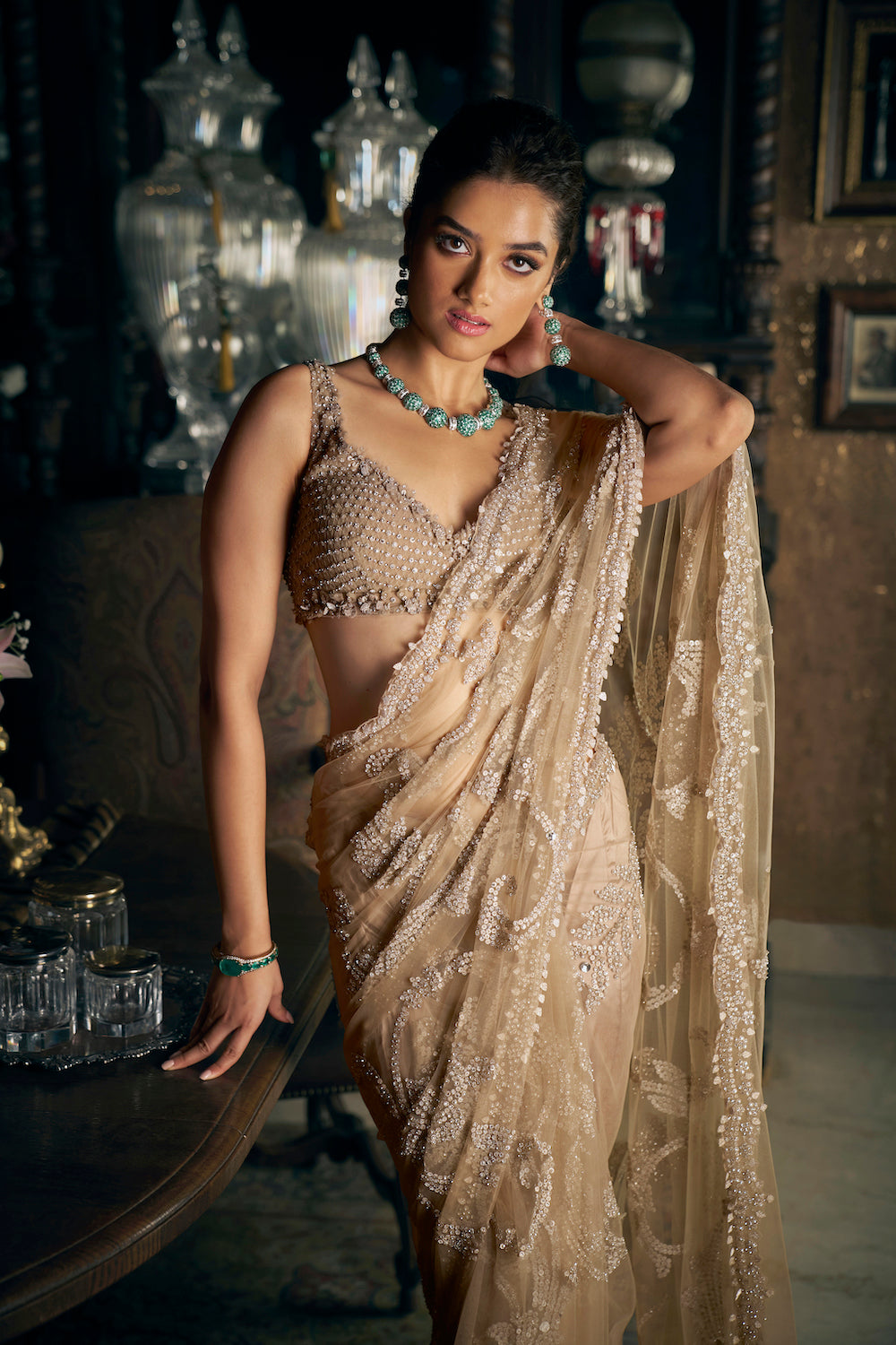 Slate Sequin Saree 2