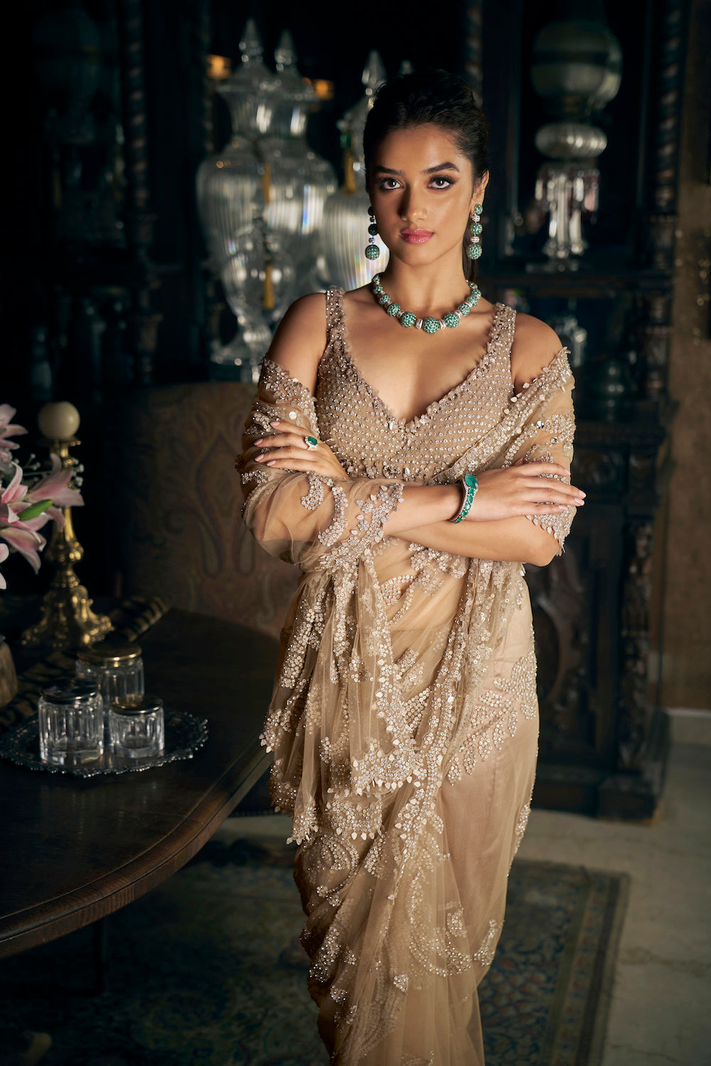 Slate Sequin Saree 3
