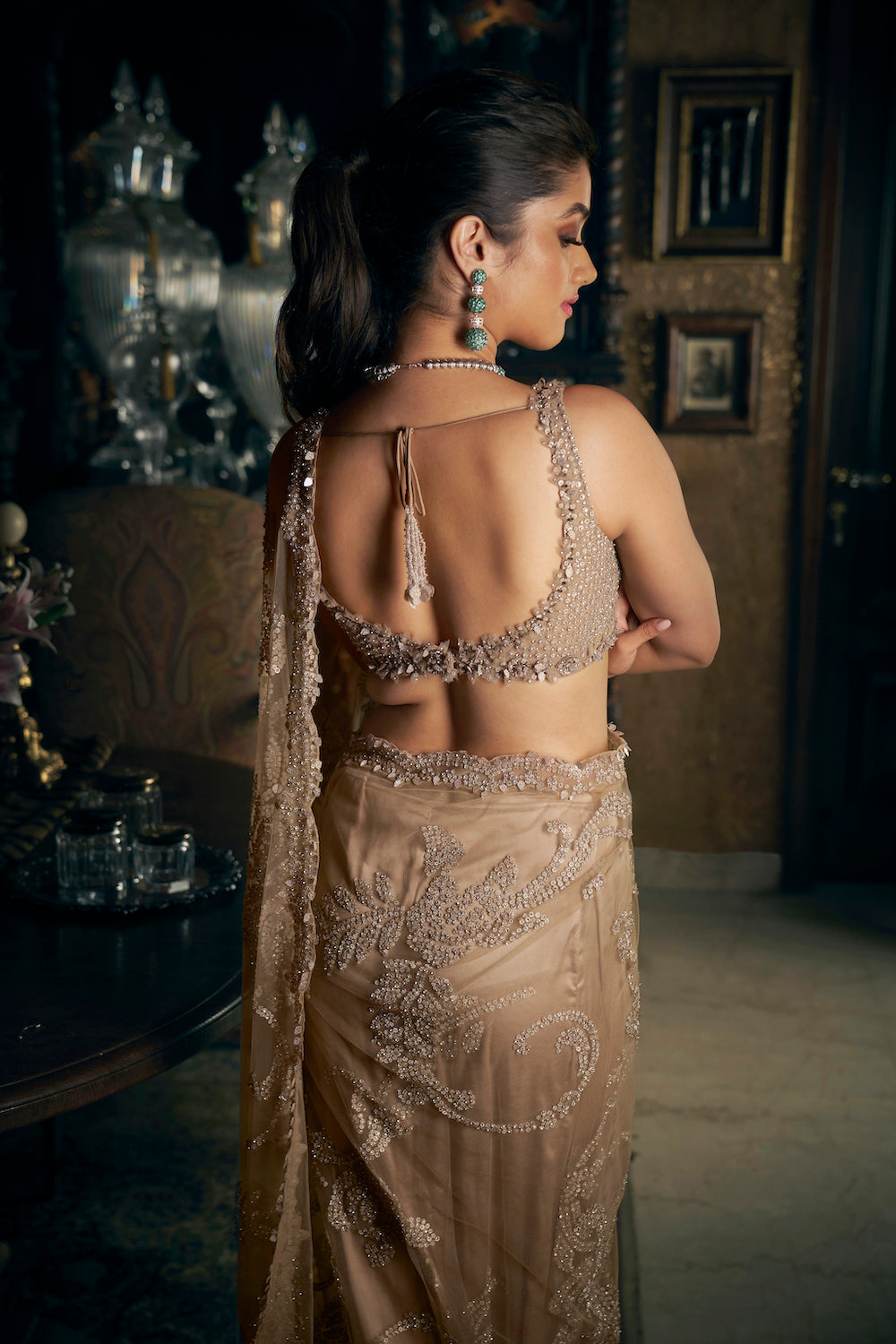 Slate Sequin Saree 4