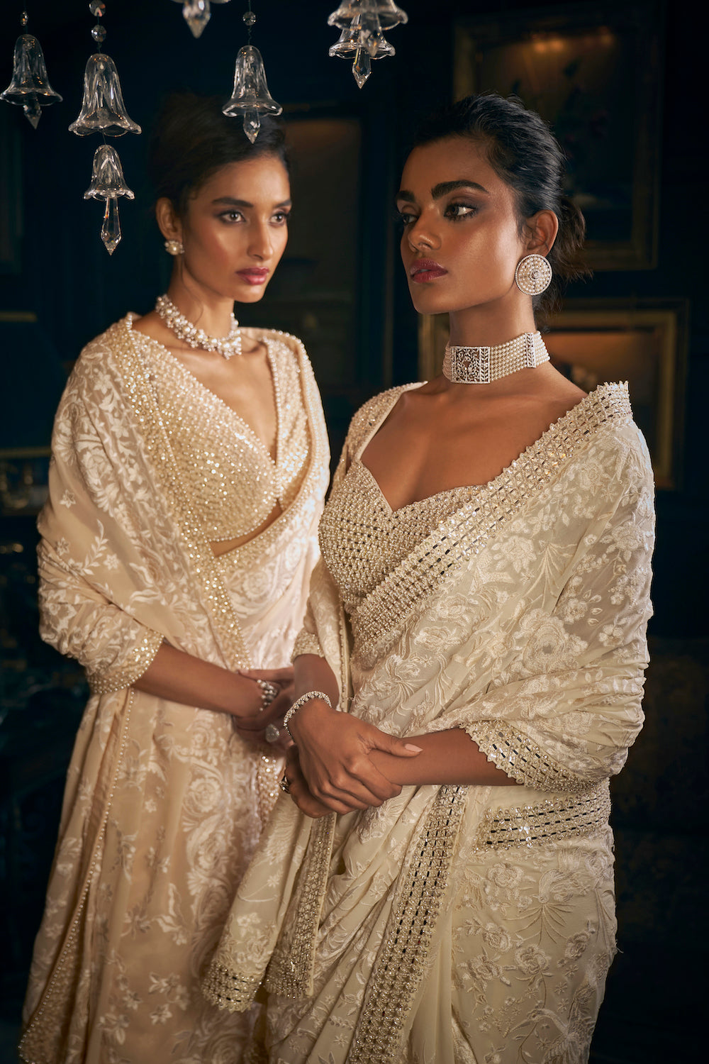 Nude Thread Work Saree 4