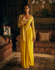 Yellow Mirror Work Stitched & Jacket Saree 3