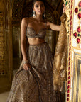 Antique Gold Sequin Lehenga Set