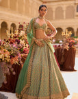 Green Gold Zardosi Lehenga Set