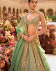 Green Gold Zardosi Lehenga Set