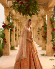 Burnt Orange Zardosi Lehenga Set