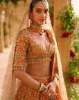 Burnt Orange Zardosi Lehenga Set