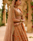 Burnt Orange Zardosi Lehenga Set