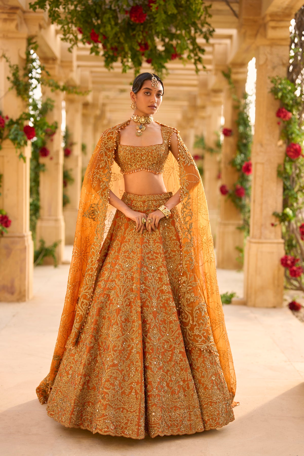 Rust Zardosi Lehenga Set