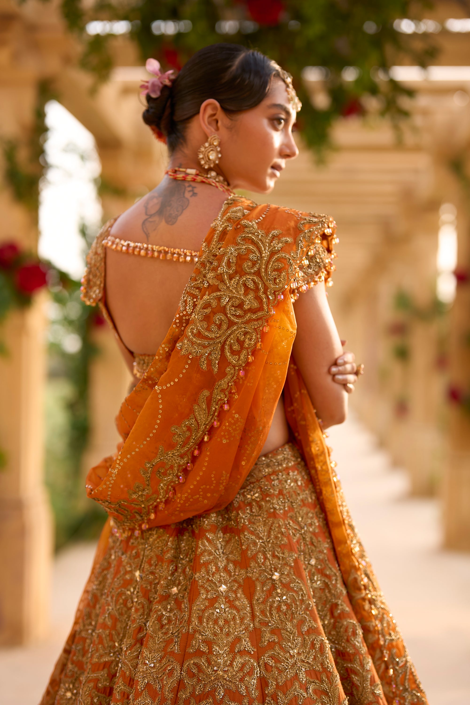 Rust Zardosi Lehenga Set