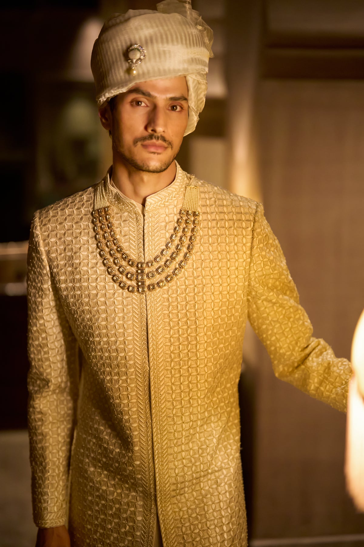 Ivory Nude Sherwani Set