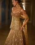 Antique Gold Multi-Coloured Stone Lehenga Set