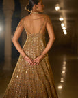 Antique Gold Multi-Coloured Stone Lehenga Set