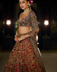 Antique Gold Maroon Lehenga Set