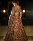 Antique Gold Maroon Lehenga Set