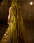 Green Velvet Zardosi Lehenga Set