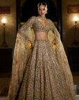 Nude Antique Gold Lehenga Set