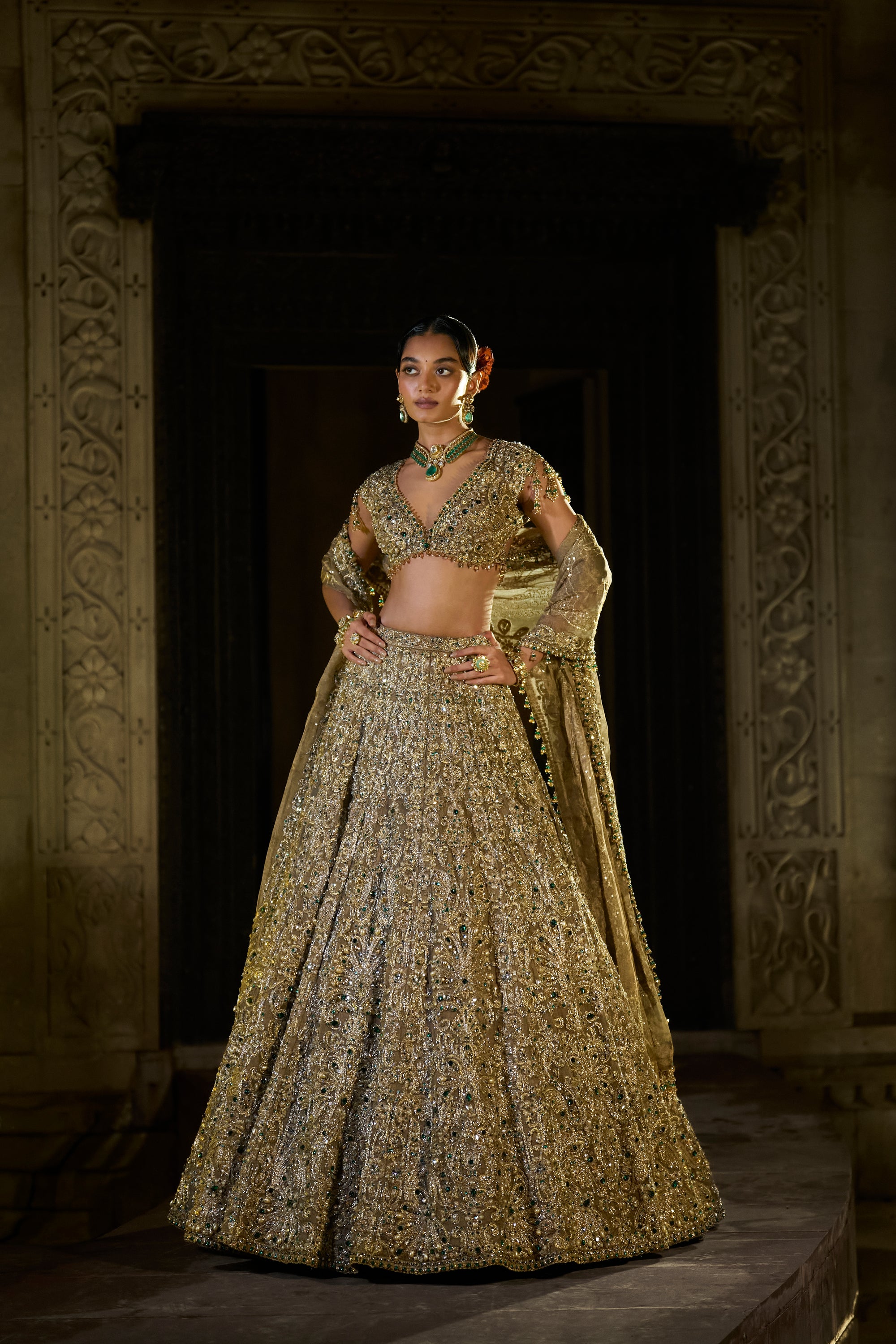 Antique Emerald Lehenga Set