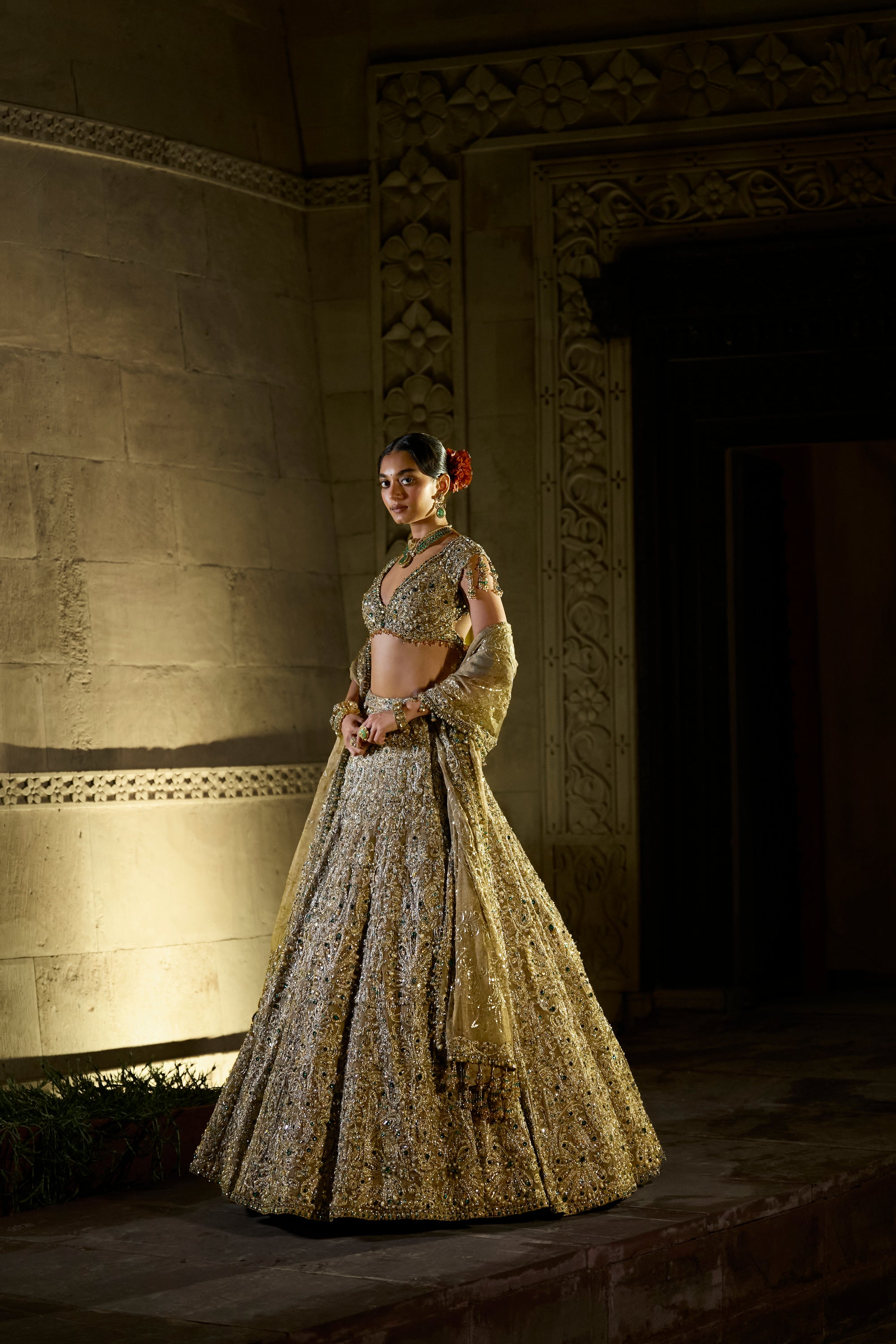 Antique Emerald Lehenga Set
